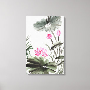 Toile Aquarelle Peinture De Fleur De Lotus