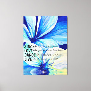 Toile Aquarelle Perse Bleu Lys Pétales Art Motif