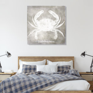 Toile Aquarelle personnalisée de crabe Côtier neutre