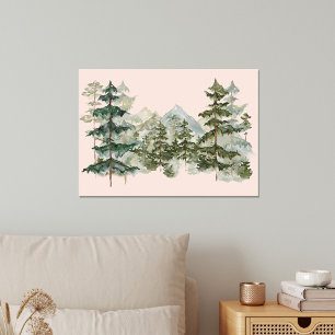 Toile Aquarelle Pine Forêt et montagne Esthétique