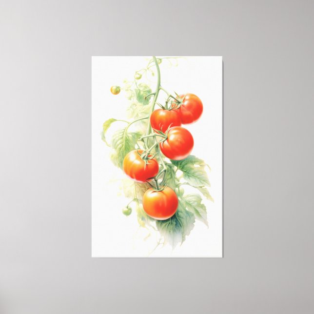 Toile Aquarelle Plante de tomates harmonieuse (Recto)