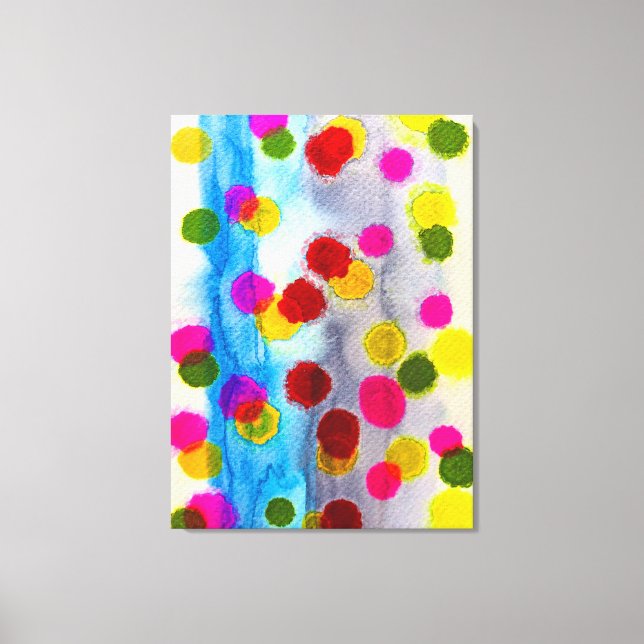 Toile Aquarelle pois bleue abstraite (Recto)