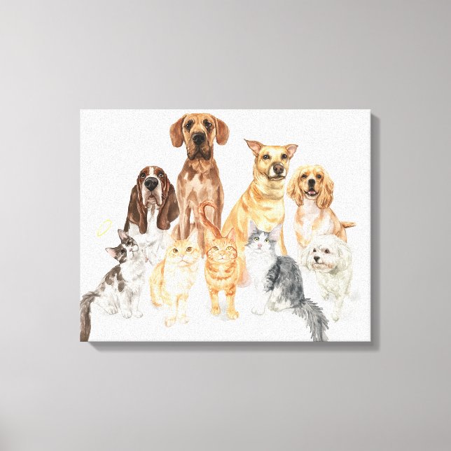 Toile Aquarelle Portrait de chiens et de chats (Recto)