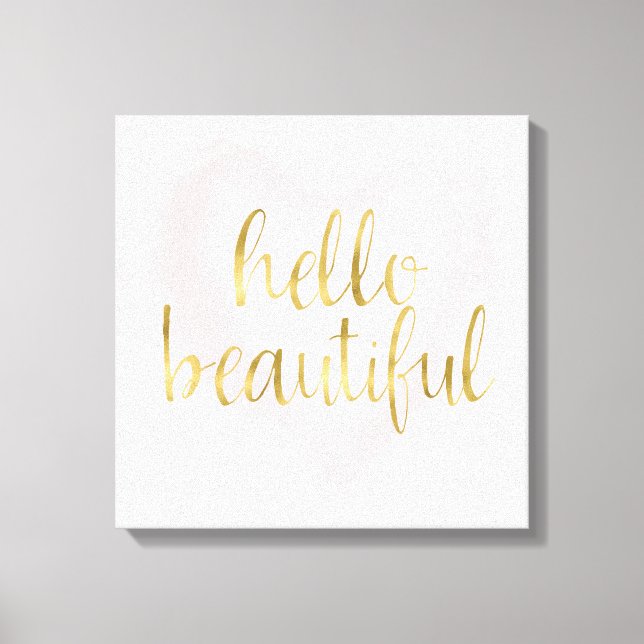 Toile Aquarelle rose or Coeur Bonjour Belle (Recto)