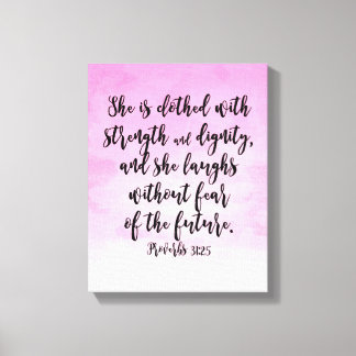 Toile Aquarelle rose Proverbes 31 Bible chrétienne des f