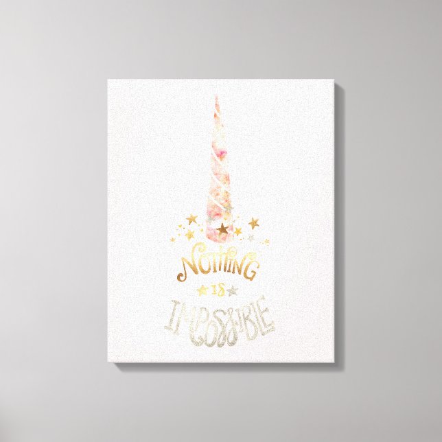 Toile Aquarelle rose Unicorne Guillemet inspirant (Recto)