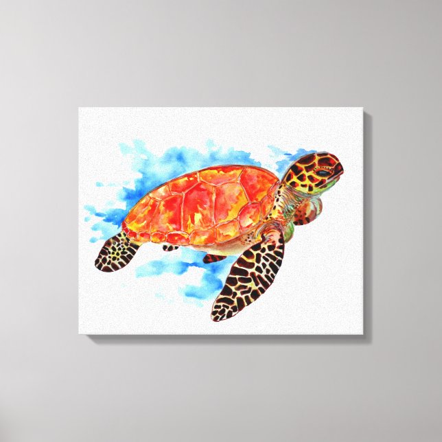 Toile Aquarelle rouge Tortue marine (Recto)