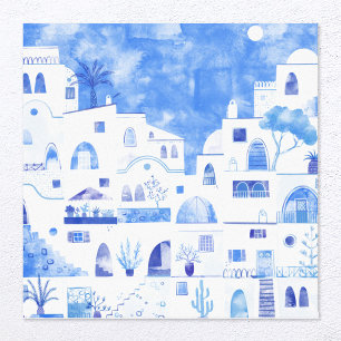Toile Aquarelle Santorin