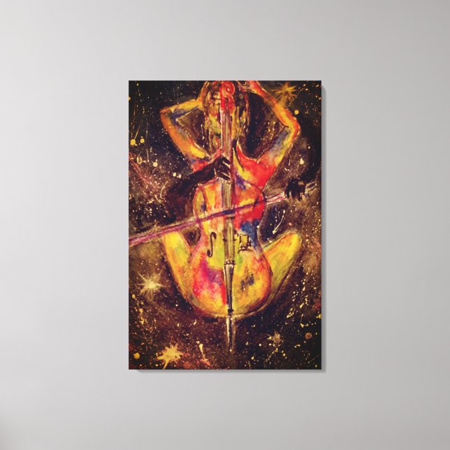 Toile Aquarelle - Sonate Cello Space - Dame au violoncel (Recto)