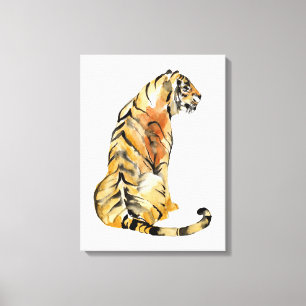Toile Aquarelle Tiger assis