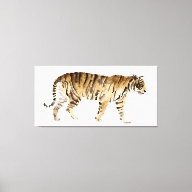 Toile Aquarelle Tigre Marcher (Recto)