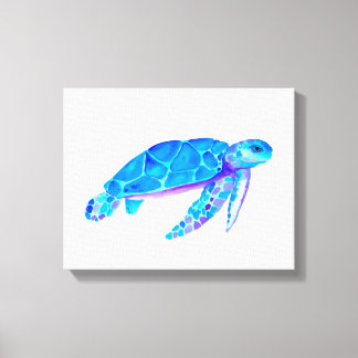 Toile Aquarelle Tortue bleue