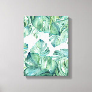 Toile Aquarelle tropicale Monstera Palm Feuilles