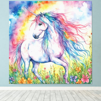 Toile Aquarelle Unicorne