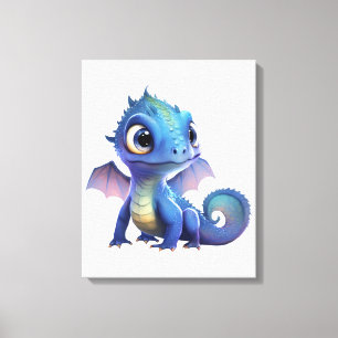 Toile Aquarelle Vector Purple et Bleu mignon Bébé Dragon