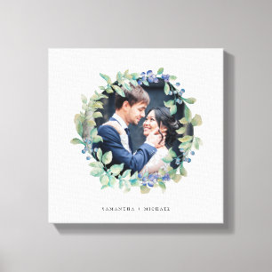Toile Aquarelle Verdure Wreath bleu  Photo