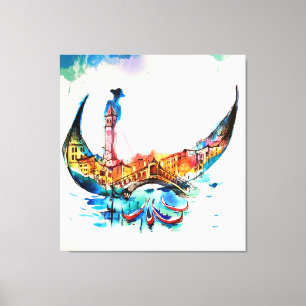 Toile Aquarelle vintage d'amour de voyage de ville de