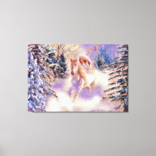 Toile Aquarelle vintage de Femme à cheval (Recto)