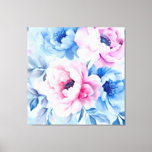 Toile Aquarelle vintage de fleurs Pastel Pétales