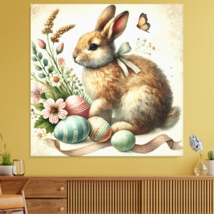 Toile Aquarelle vintage lapin lapin de Pâques