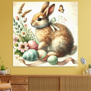 Toile Aquarelle vintage lapin lapin de Pâques
