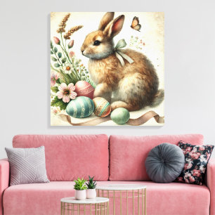 Toile Aquarelle vintage lapin lapin de Pâques