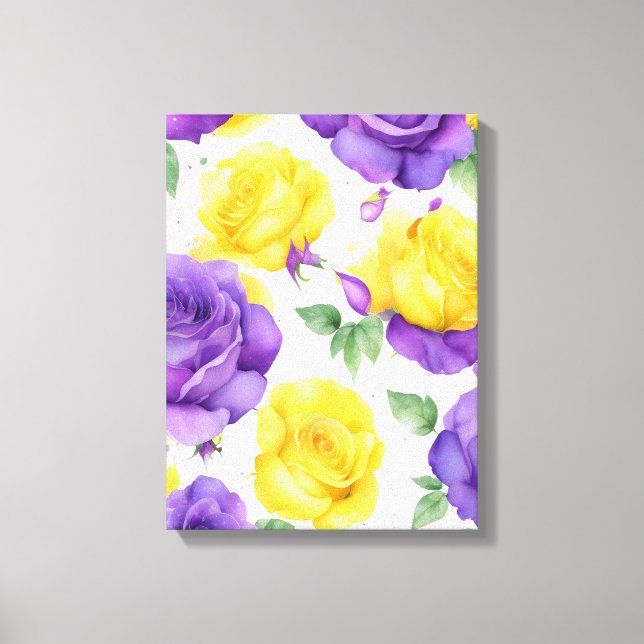 Toile Aquarelle violet rose jaune (Recto)