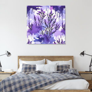 Toile Aquarelle violette avec fleurs