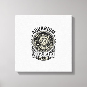 Toile Aquarium Chat de mer profond Graphique de chat drô