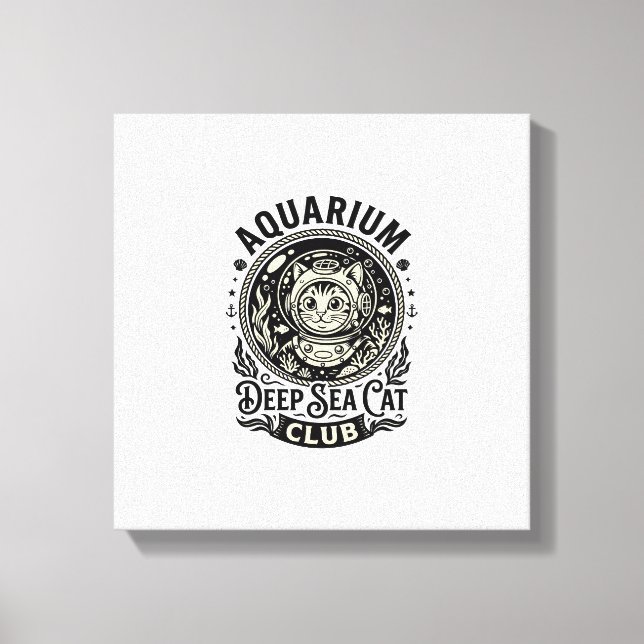 Toile Aquarium Chat de mer profond Graphique de chat drô (Recto)