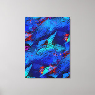 Toile Aquarium Fish Jouer Motif en Aqua Vivid Blue