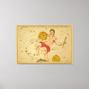 Toile Aquarius - Signe Vintage de l'image zodiaque