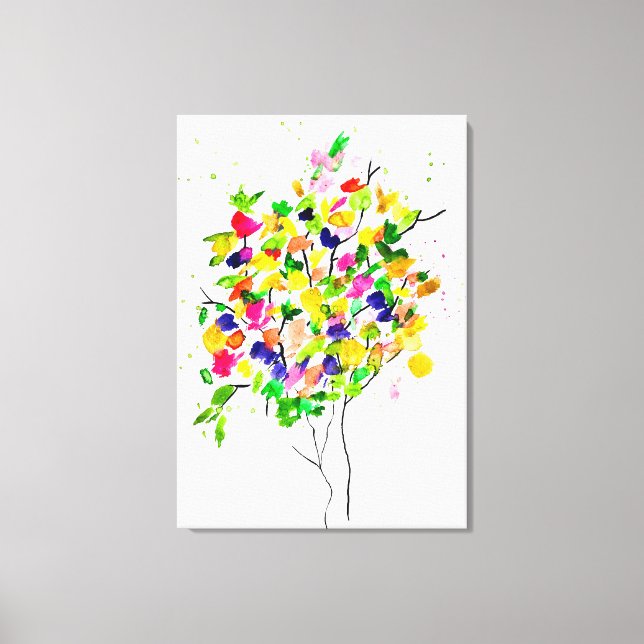 Toile Arbre abstrait couleur aquarelle (Recto)