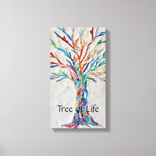 Toile Arbre arc-en-ciel de la vie Mosaïque multicolore