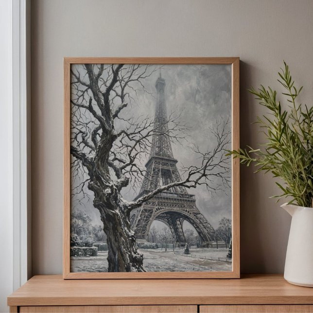 Toile Arbre aux branches de la Tour Eiffel en hiver (Créateur téléchargé)
