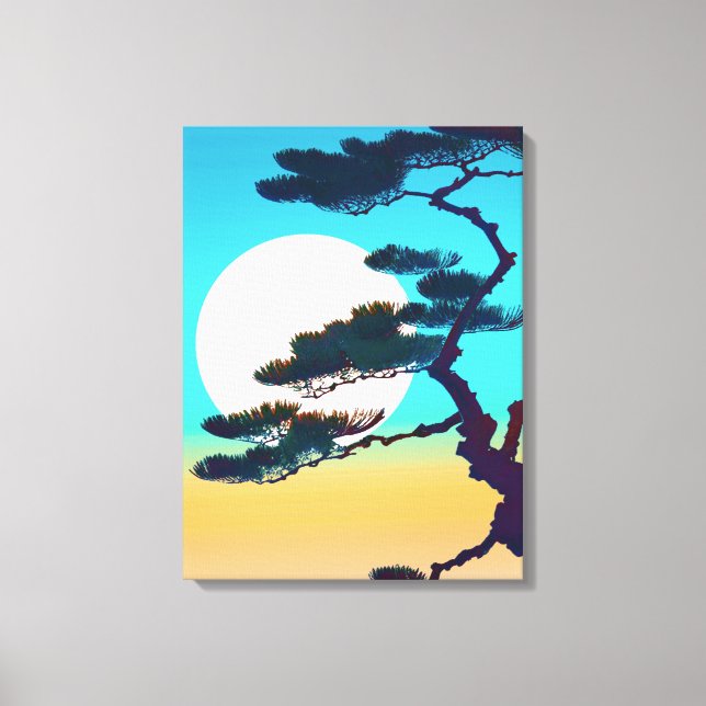 Toile Arbre Cypress et Pleine lune (Recto)