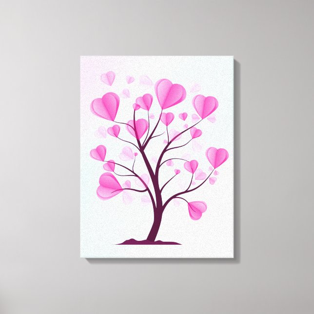 Toile Arbre d'amour Arbre de coeur Pastel rose Aquarelle (Recto)