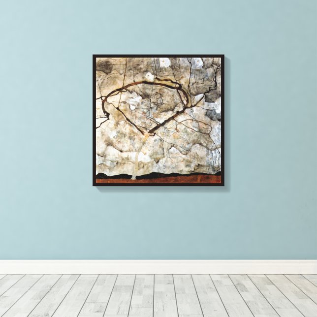 Toile Arbre d'automne en mouvement par Egon Schiele (Insitu (Plancher de Bois))