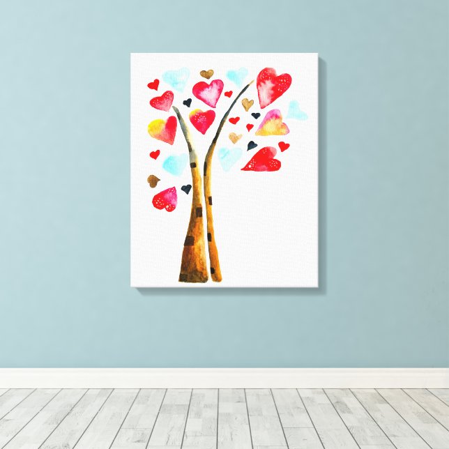 Toile Arbre de coeurs valentines fantaisistes (Insitu (Plancher de Bois))