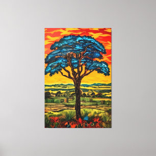Toile Arbre de Feu Bleu