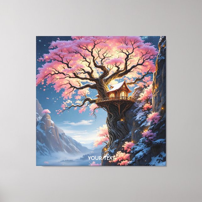 Toile Arbre de fleurs de cerises mignonnes Imaginaire (Recto)