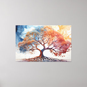 Toile Arbre de l'aquarelle de vie
