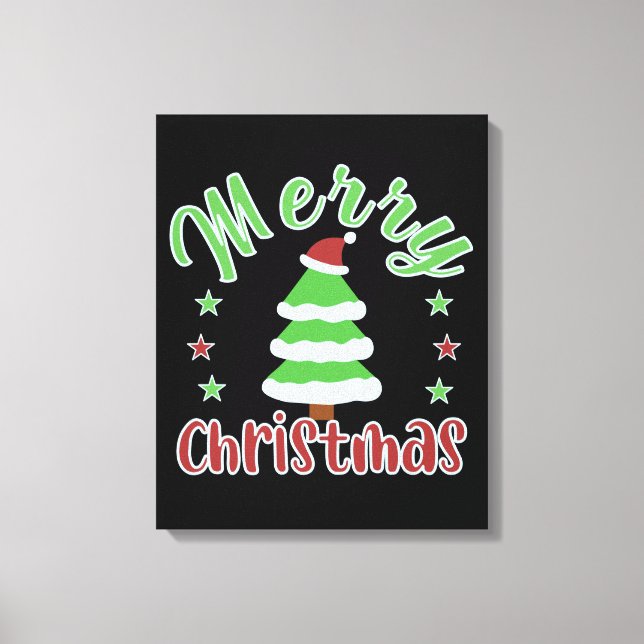 Toile Arbre de Noël avec chapeau de Père Noël (Recto)