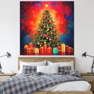 Toile Arbre de Noël et Art de Cadeaux Festifs