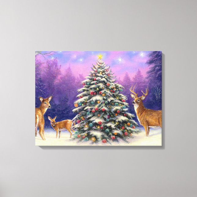 Toile Arbre de Noël et cerfs (Recto)