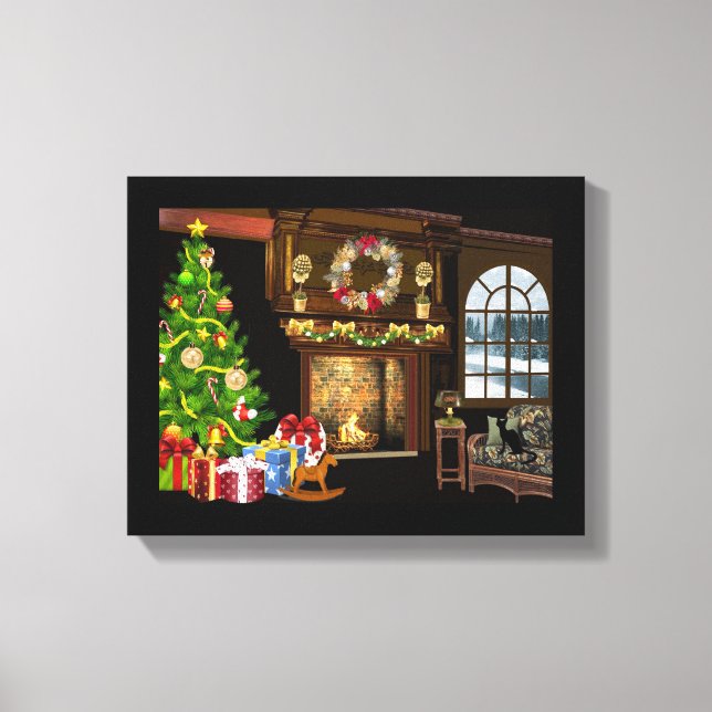 Toile Arbre de Noël et cheminée (Recto)