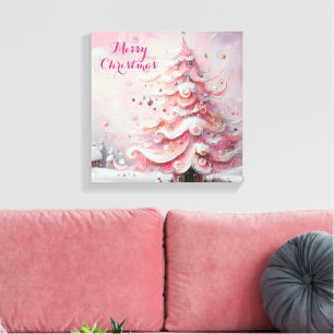 Toile Arbre de Noël impressionniste Whimsical rose