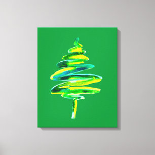 Toile Arbre de Noël vert aquarelle abstraite