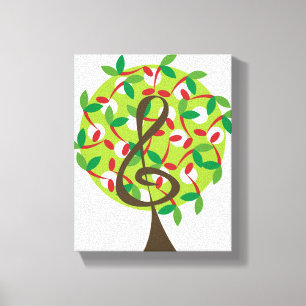 Toile Arbre de note de musique rouge décoration murale f