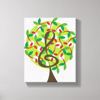 Toile Arbre de note de musique rouge décoration murale f